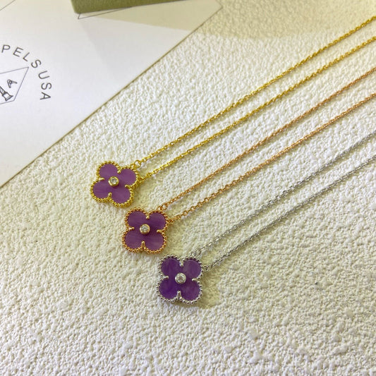 VCA CLOVER 15MM DIAMOND PURPLE VIOLET NECKLACE