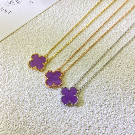 VCA CLOVER 15MM PURPLE VIOLET NECKLACE