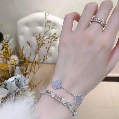 VCA CLOVER 5 MOTIF PURPLE CHALCEDONY BRACELET COLLECTION