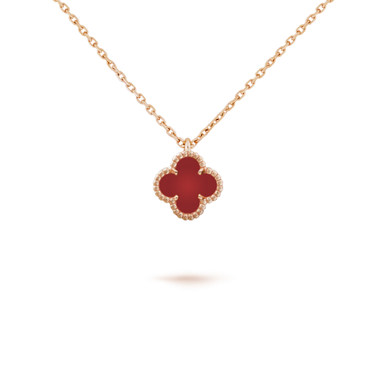 VCA CLOVER MINI 9.5MM WHITE CARNELIANS NECKLACE