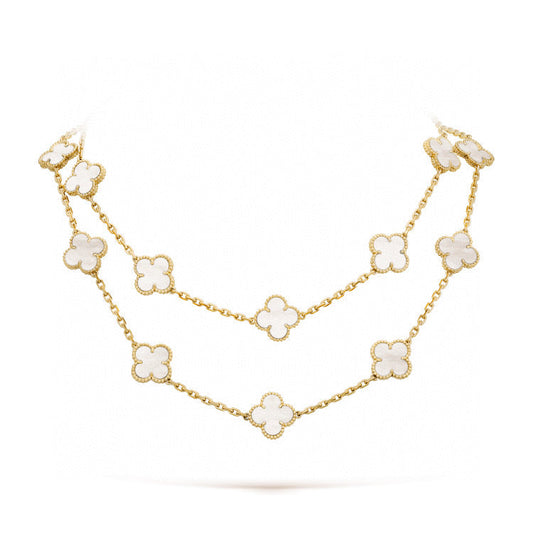 VCA CLOVER 20 MOTIFS WHITE MOP NECKLACE