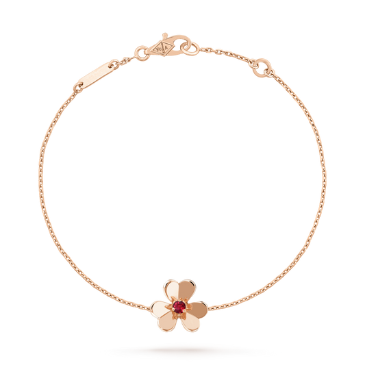 VCA FRIVOLE GOLD FLOWER PINK MALACHITE BRACELET