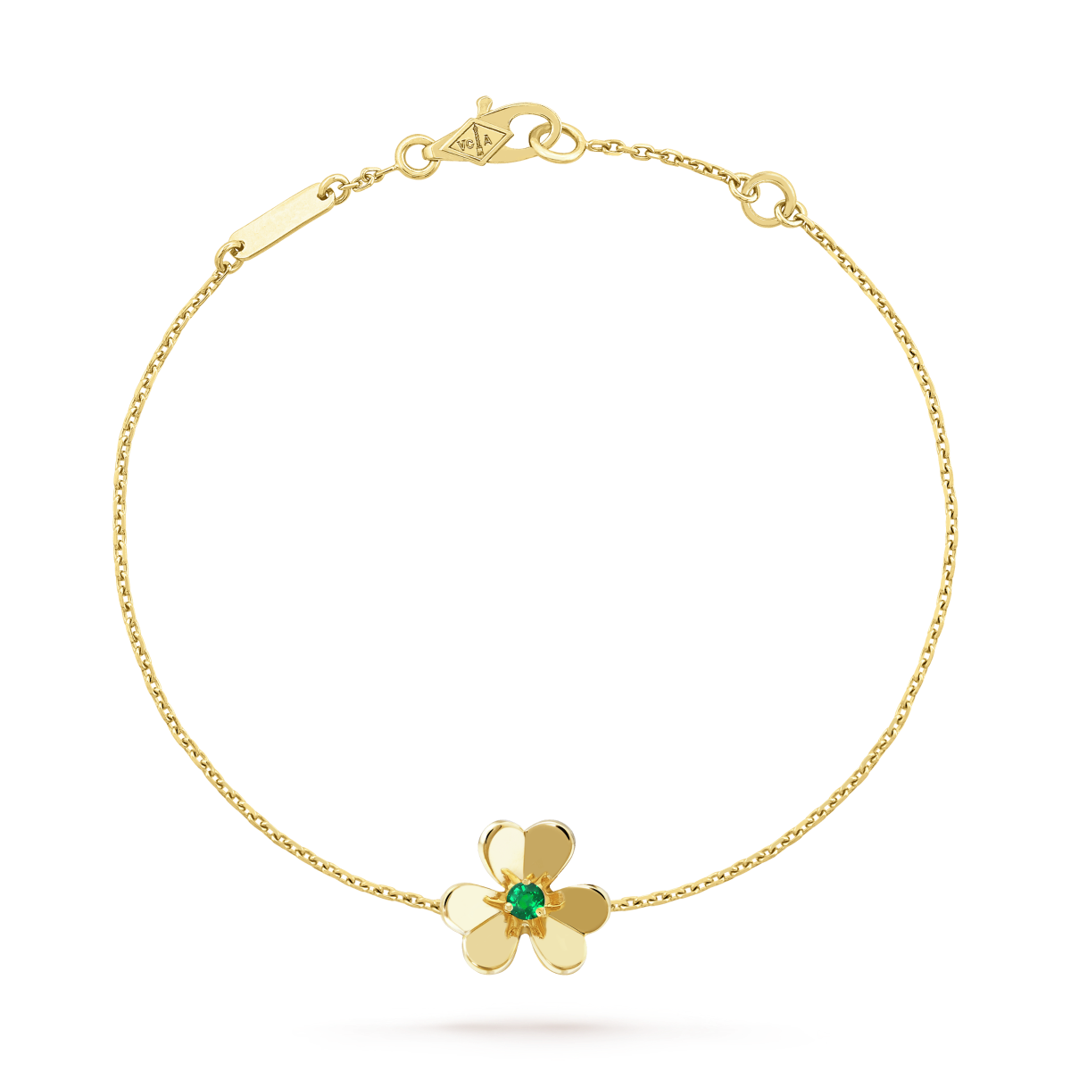VCA FRIVOLE GOLD FLOWER PINK MALACHITE BRACELET