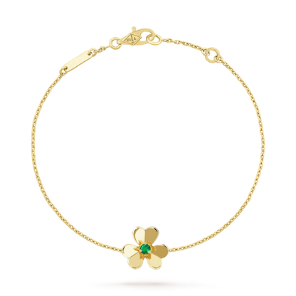 VCA FRIVOLE GOLD FLOWER PINK MALACHITE BRACELET