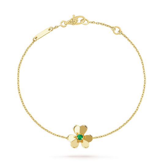 VCA FRIVOLE GOLD FLOWER PINK MALACHITE BRACELET