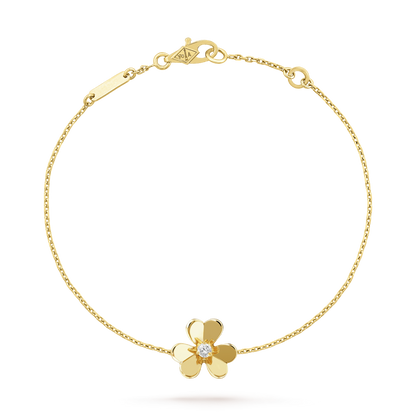 VCA FRIVOLE GOLD FLOWER PINK MALACHITE BRACELET