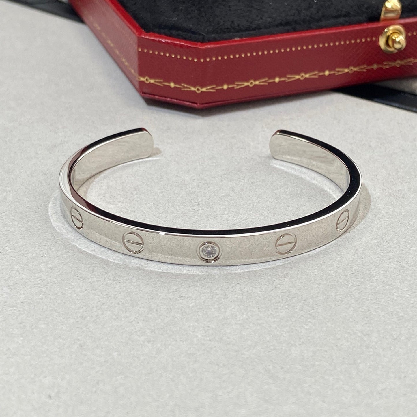 CARTIER LOVE BRACELET 6.1MM 1 DIAMOND OPEN CUFF