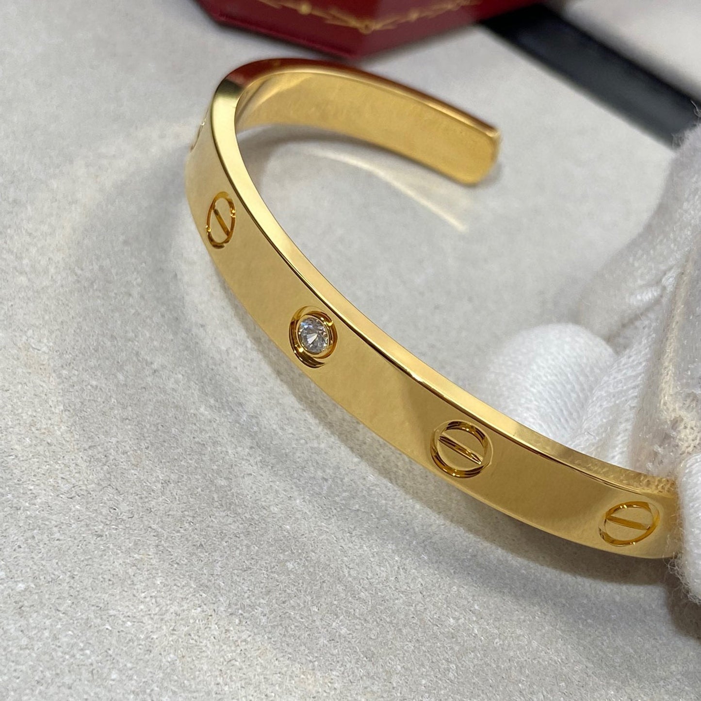 CARTIER LOVE BRACELET 6.1MM 1 DIAMOND OPEN CUFF