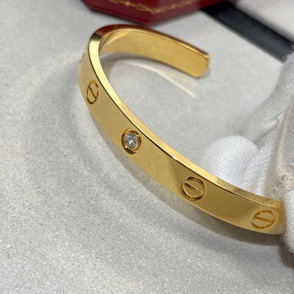 CARTIER LOVE BRACELET 6.1MM 1 DIAMOND OPEN CUFF