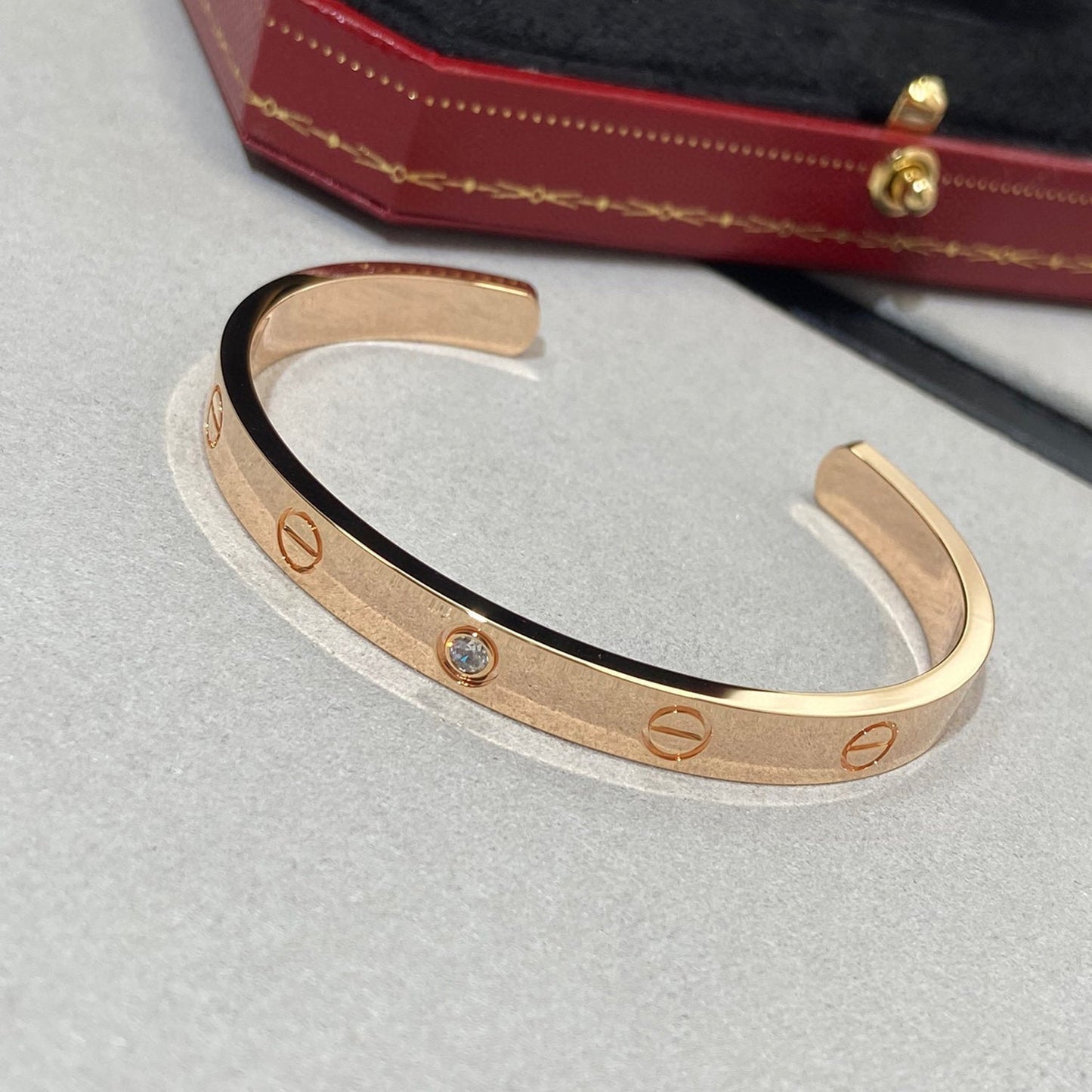 CARTIER LOVE BRACELET 6.1MM 1 DIAMOND OPEN CUFF