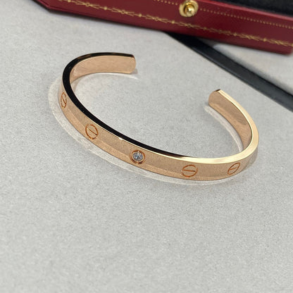 CARTIER LOVE BRACELET 6.1MM 1 DIAMOND OPEN CUFF