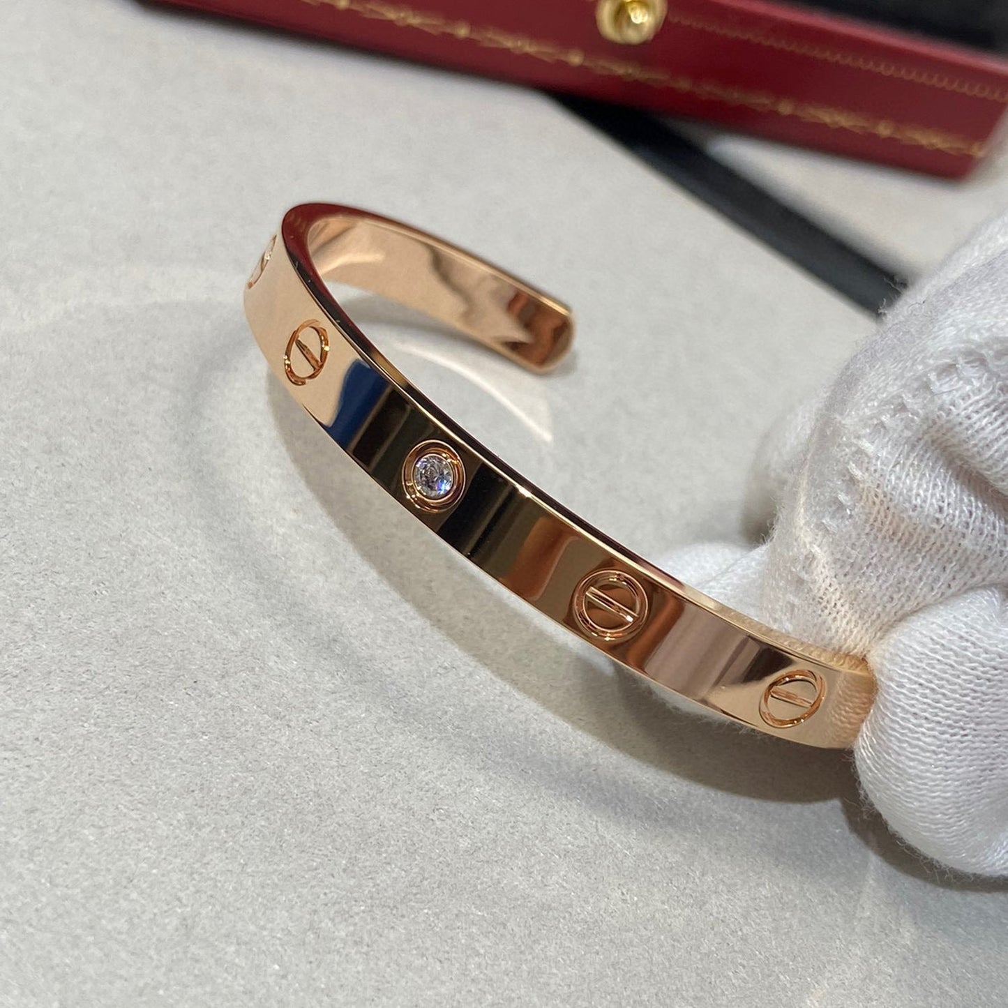 CARTIER LOVE BRACELET 6.1MM 1 DIAMOND OPEN CUFF