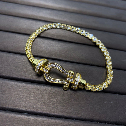 FRED FORCE LARGE HORSESHOE FULL DIAMOND TENNIS BRACELET
