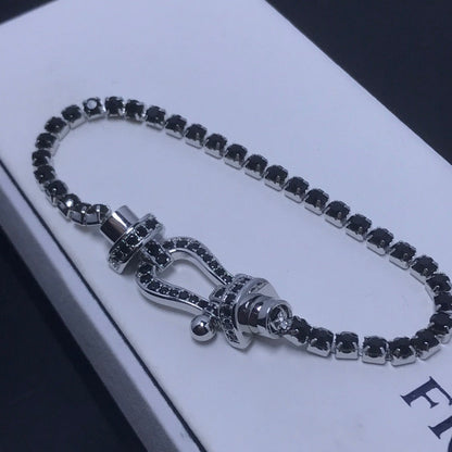 FRED FORCE LARGE HORSESHOE FULL DIAMOND TENNIS BRACELET