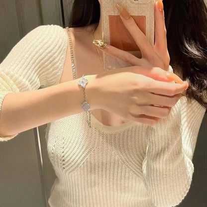 VCA CLOVER 5 MOTIF PURPLE CHALCEDONY BRACELET COLLECTION