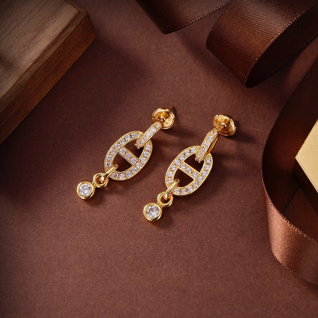 HERMES HM CHAINE DIAMOND EARRINGS