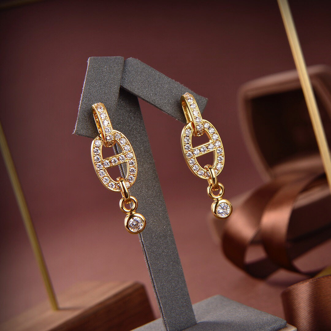 HERMES HM CHAINE DIAMOND EARRINGS