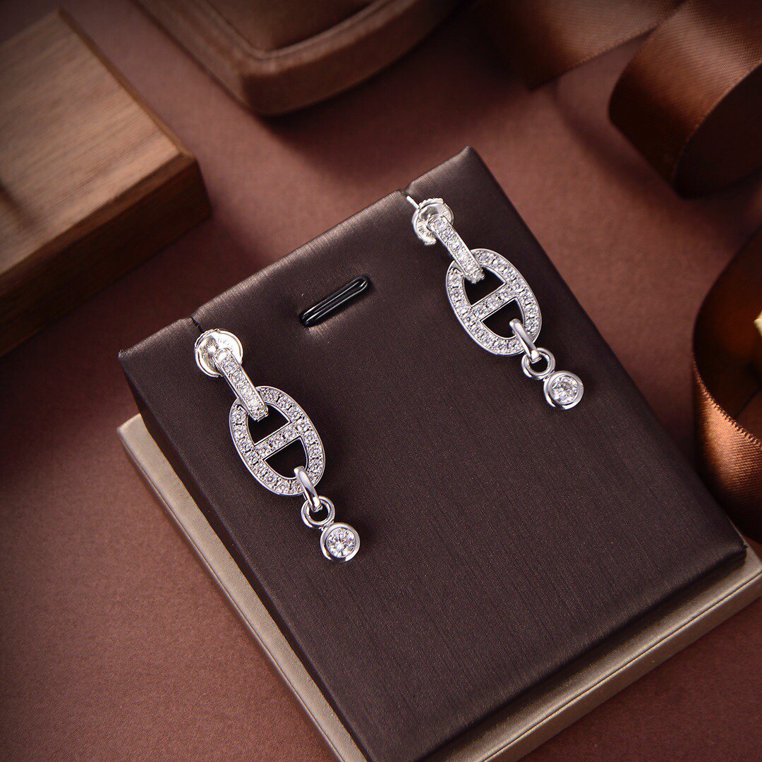 HERMES HM CHAINE DIAMOND EARRINGS
