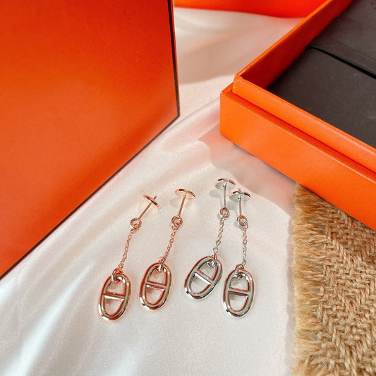 HERMES CHAINE TASSEL EARRINGS