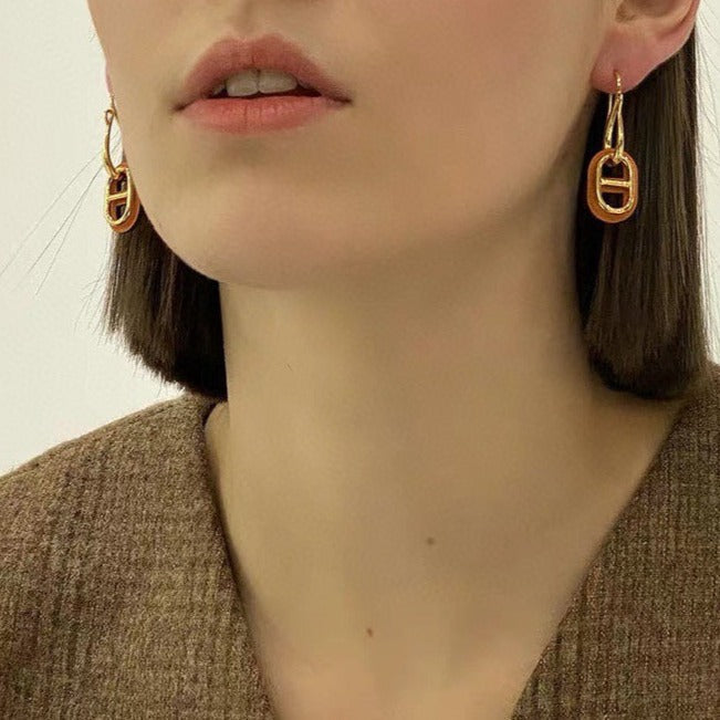 HERMES HM O'MAILLON GOLD EARRINGS