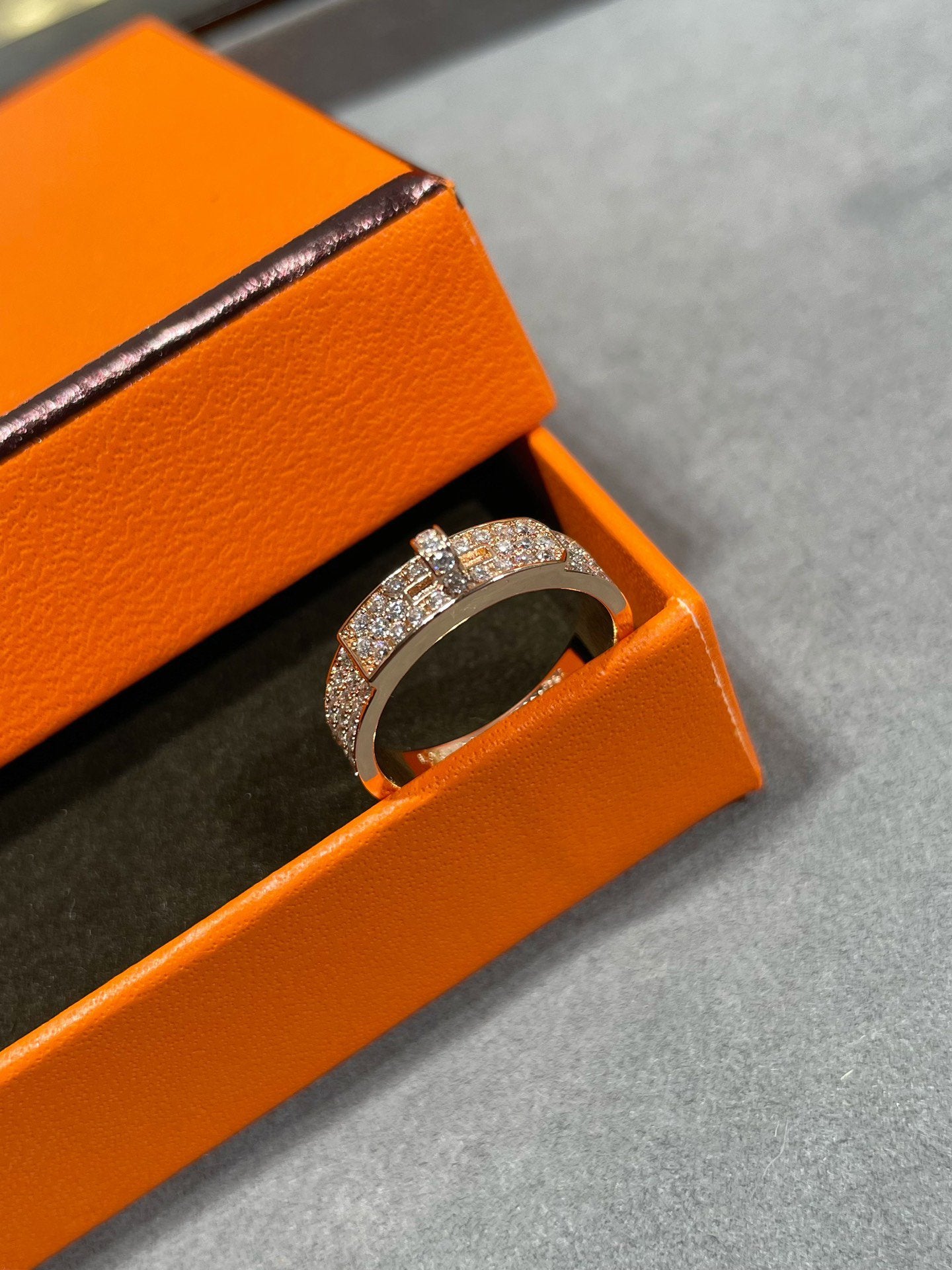 HERMES KELLY PINK GOLD DIAMOND RING
