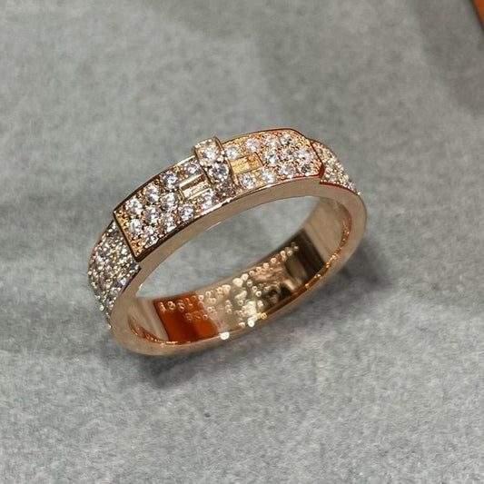 HERMES KELLY PINK GOLD DIAMOND RING
