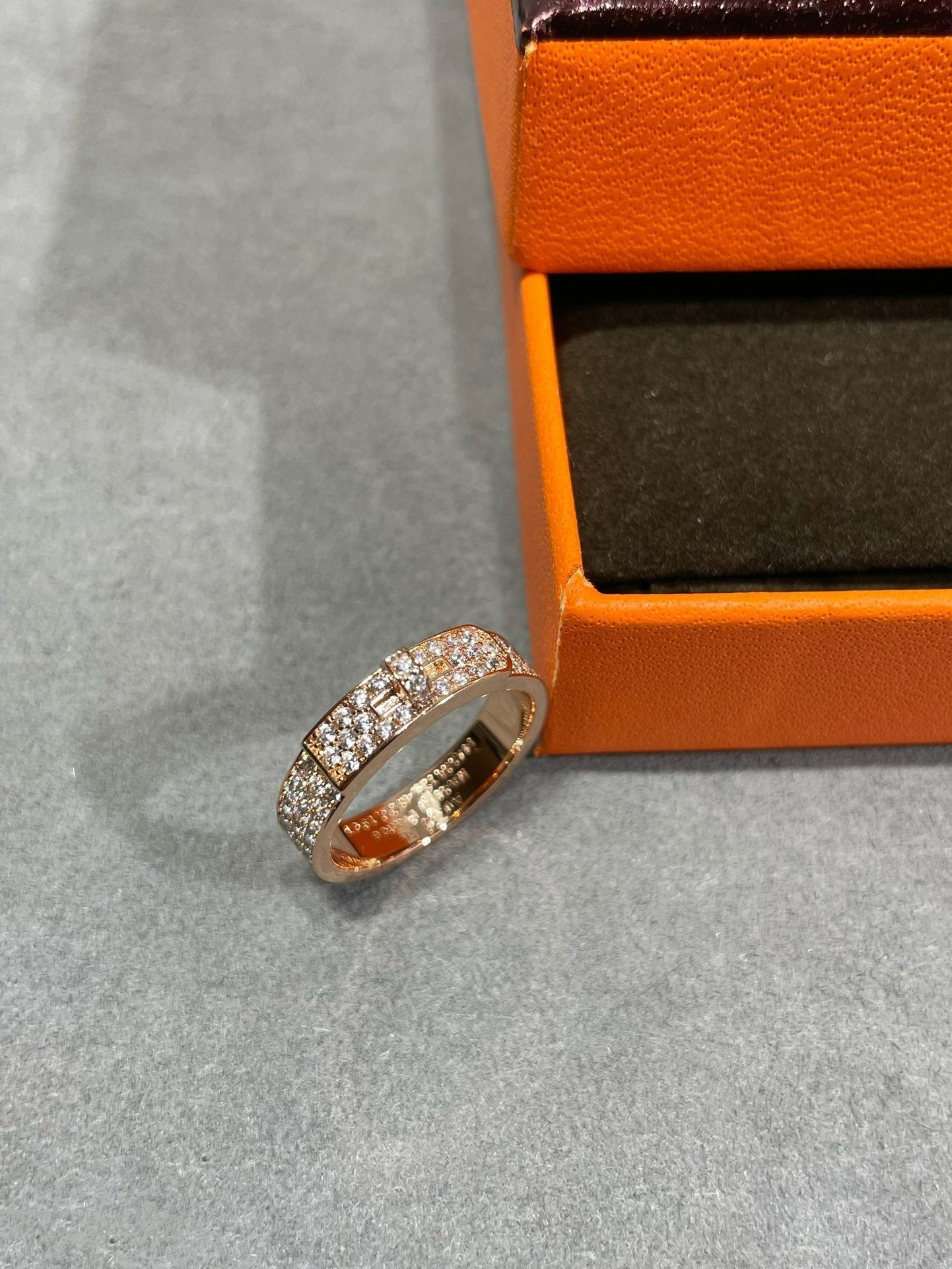 HERMES KELLY PINK GOLD DIAMOND RING