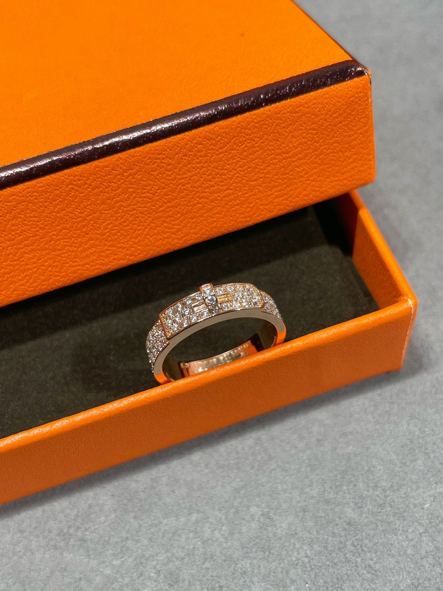 HERMES KELLY PINK GOLD DIAMOND RING