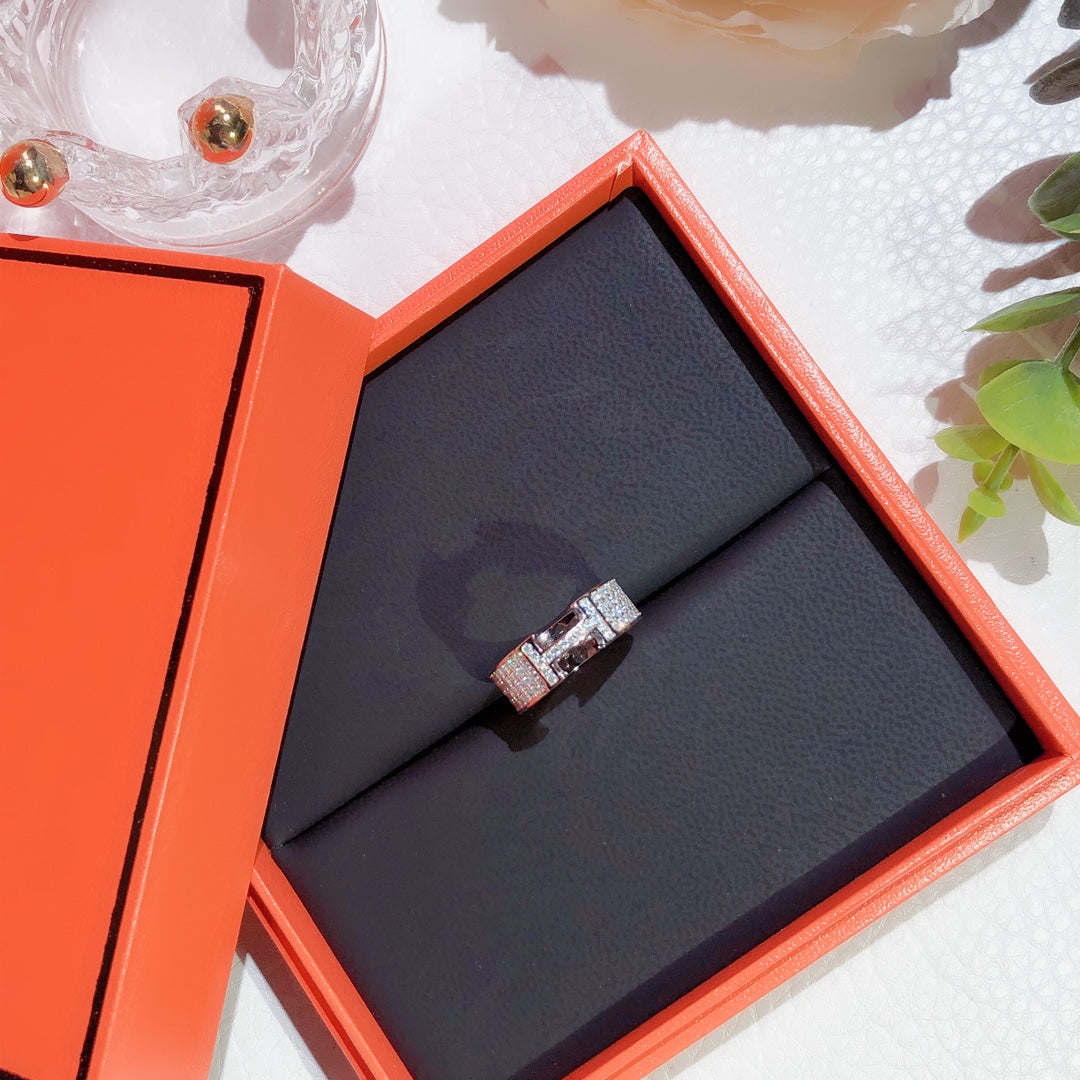 HERMES H RING FULL DIAMOND