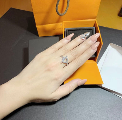 HERMES ECHAPPEE RING SILVER DIAMOND