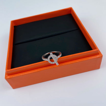 HERMES ECHAPPEE RING SILVER DIAMOND