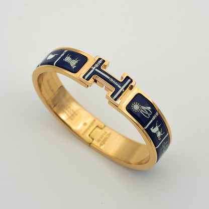 HERMES H BRACELET BLUE CERAMIC