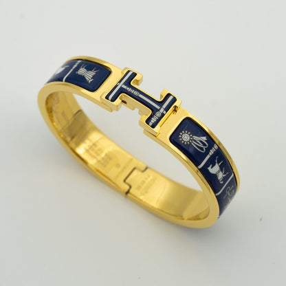 HERMES H BRACELET BLUE CERAMIC
