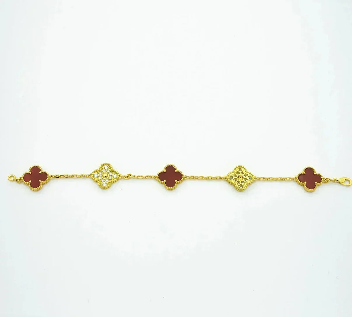 VCA CLOVER 5 MOTIF RED CORNELIAN BRACELET COLLECTION