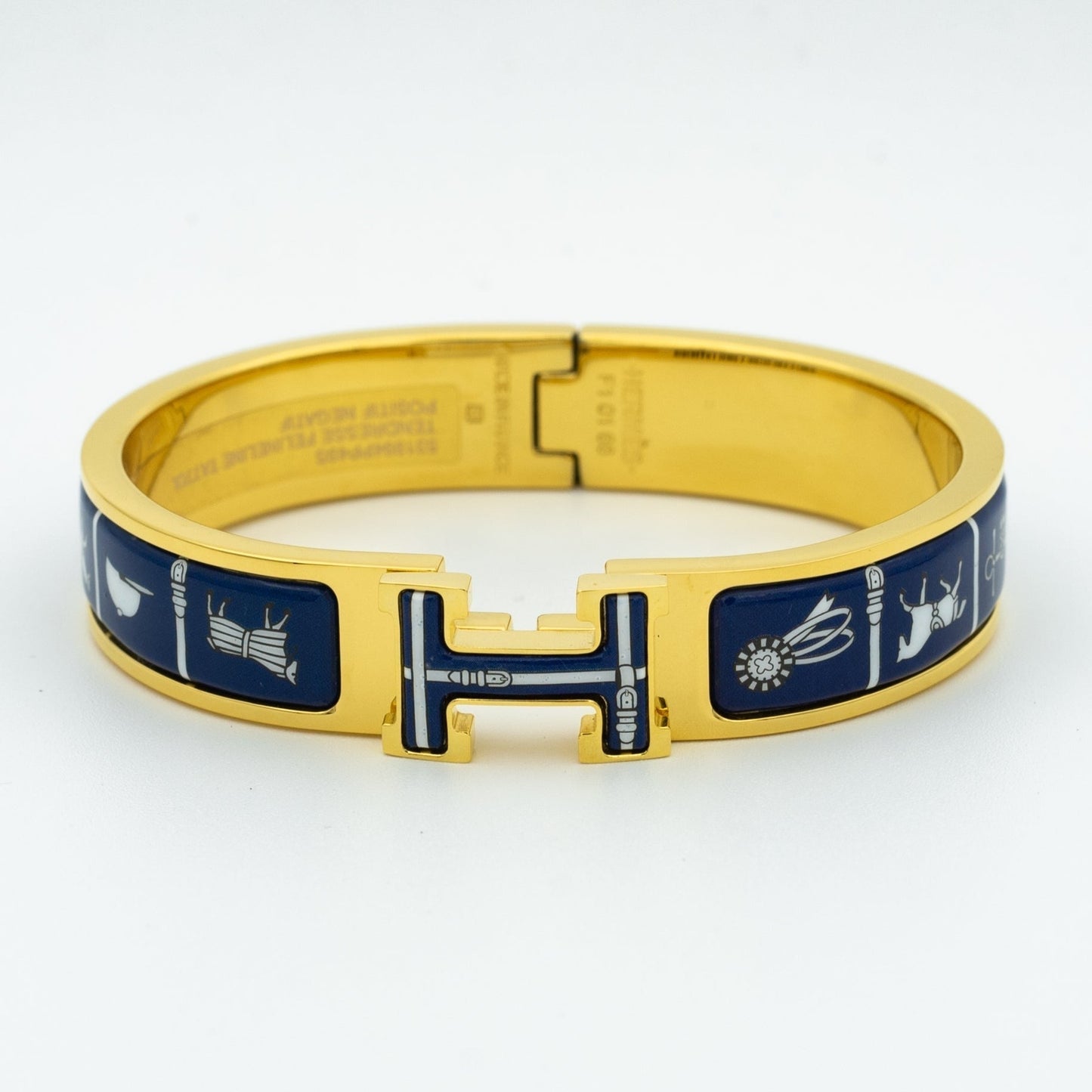 HERMES H BRACELET BLUE CERAMIC