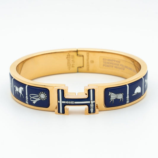 HERMES H BRACELET BLUE CERAMIC