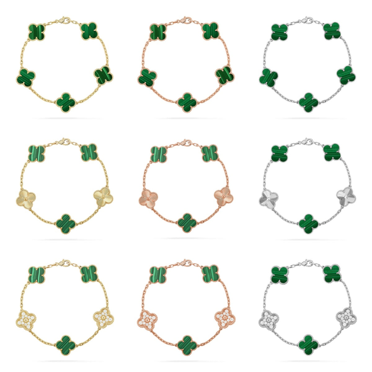 VCA CLOVER 5 MOTIF MALACHITE BRACELET COLLECTION