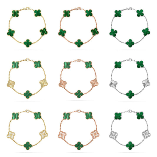 VCA CLOVER 5 MOTIF MALACHITE BRACELET COLLECTION
