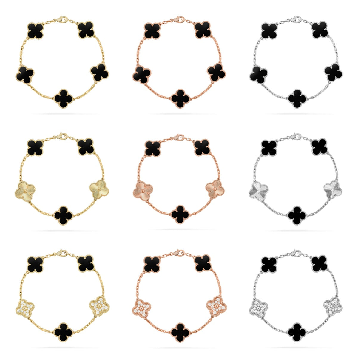 VCA CLOVER 5 MOTIF ONYXS BRACELET COLLECTION