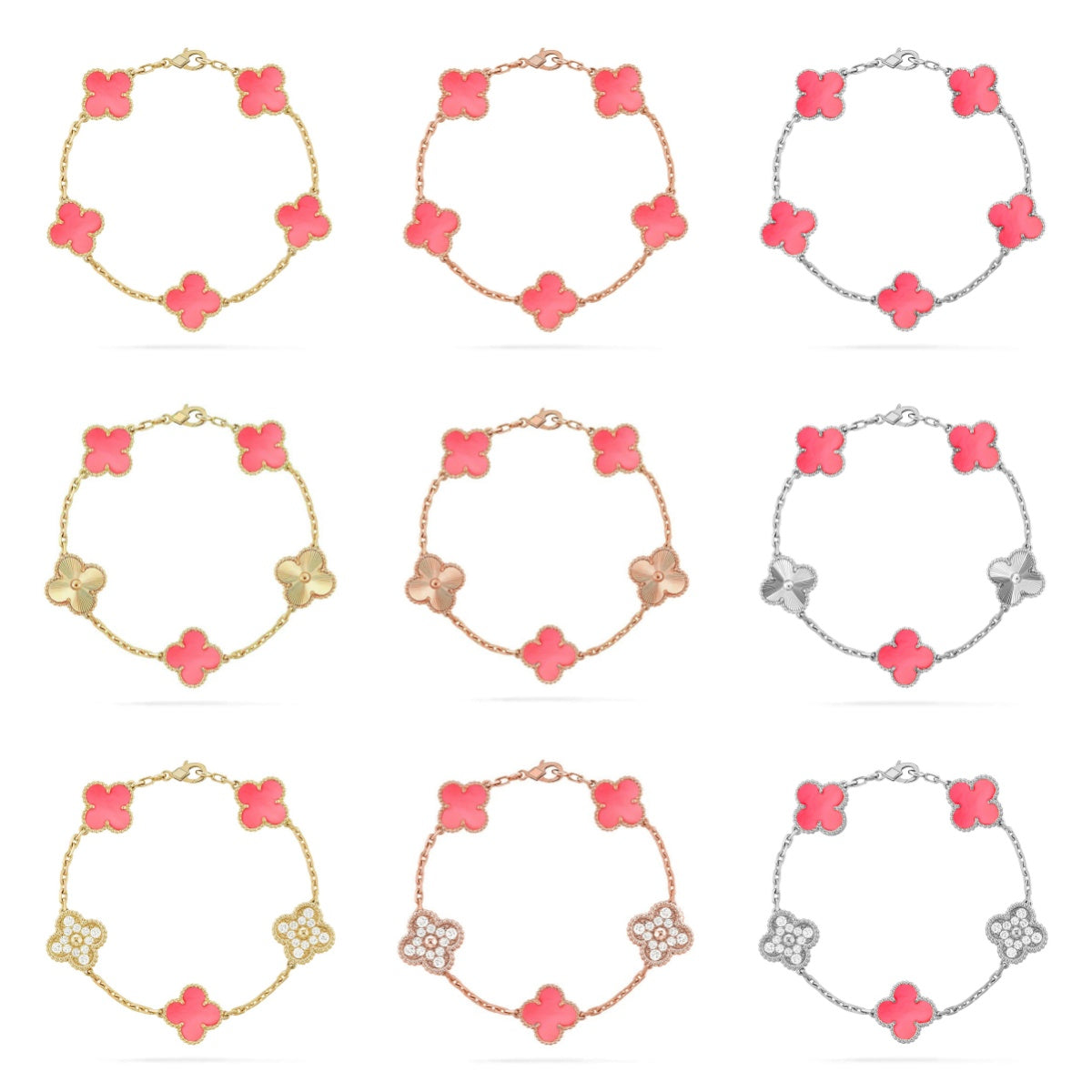 VCA CLOVER 5 MOTIFS PINK MOP BRACELET COLLECTION