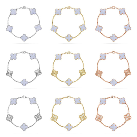 VCA CLOVER 5 MOTIF PURPLE CHALCEDONY BRACELET COLLECTION