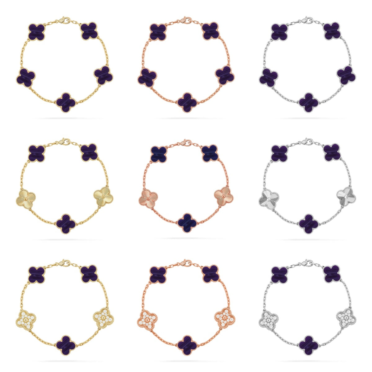 VCA CLOVER 5 MOTIF PURPLE STRIPES BRACELET COLLECTION