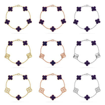 VCA CLOVER 5 MOTIF PURPLE STRIPES BRACELET COLLECTION