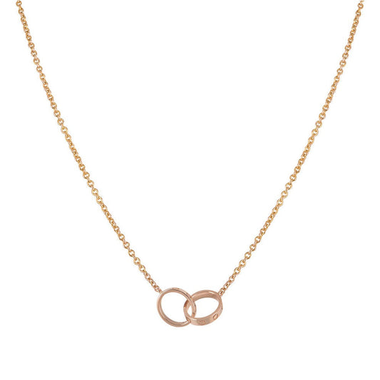 CARTIER LOVE NECKLACE DOUBLE RING PINK GOLD