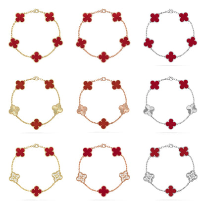 VCA CLOVER 5 MOTIF RED CORNELIAN BRACELET COLLECTION
