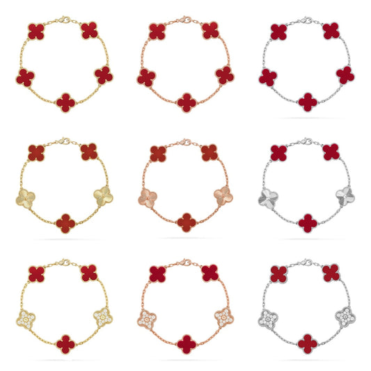 VCA CLOVER 5 MOTIF RED CORNELIAN BRACELET COLLECTION