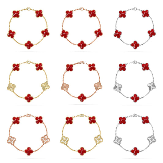 VCA CLOVER 5 MOTIF RED PATTERN BRACELET COLLECTION