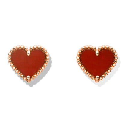 VCA HEART CARNELIAN STUD EARRINGS