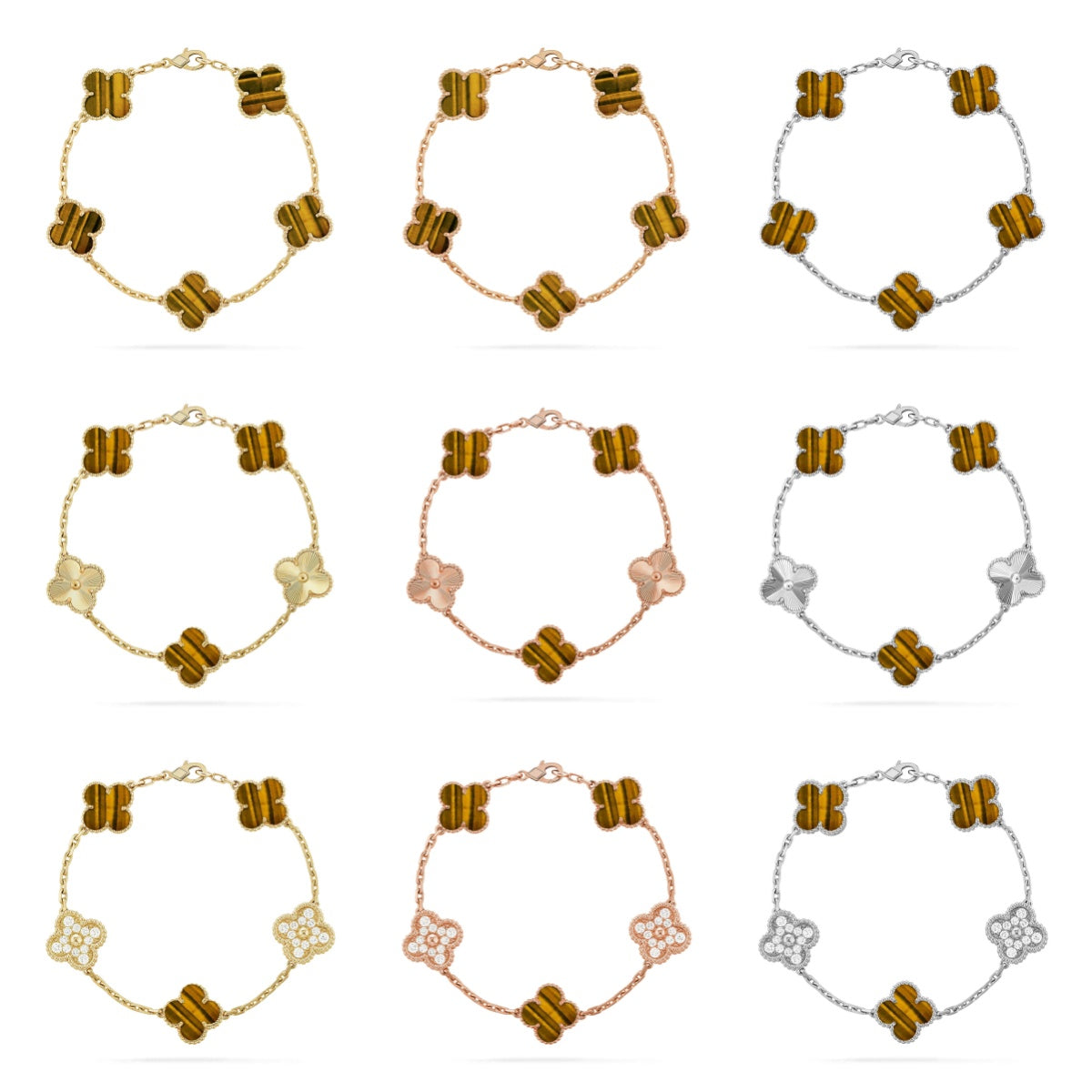 VCA CLOVER 5 MOTIFS TIGER EYE BRACELET COLLECTION