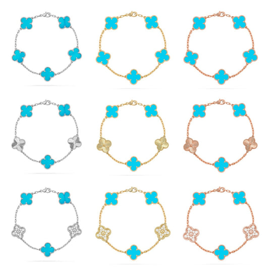 VCA CLOVER 5 MOTIF TURQUOISE BRACELET COLLECTION